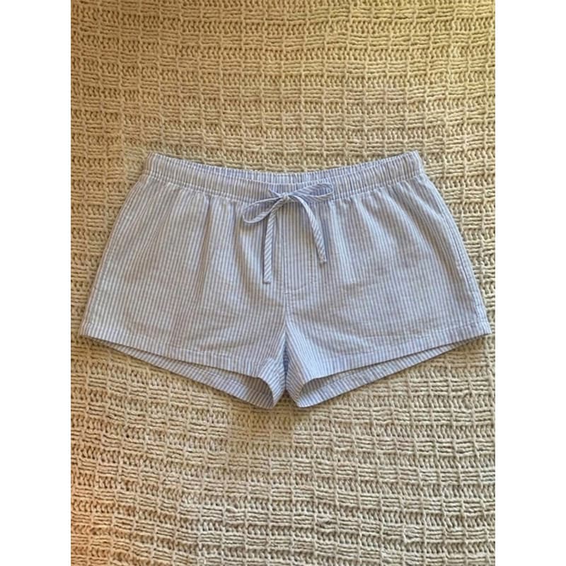 American-Style Pure Desire Sexy Striped Drawstring Short Sleep Pants for Women, Spring/Summer 2026 New Slim-Fit Home Shorts That Can Be Worn Outside