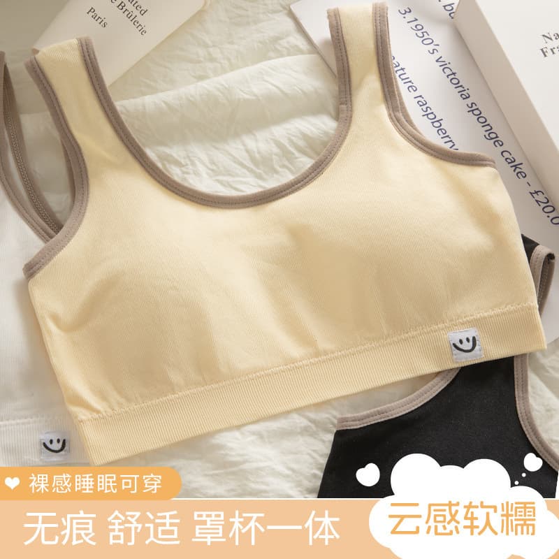 New Style Teen Bra for Development Stage Middle and High School Students, Sports Wireless One-Piece Bra, Thin Style