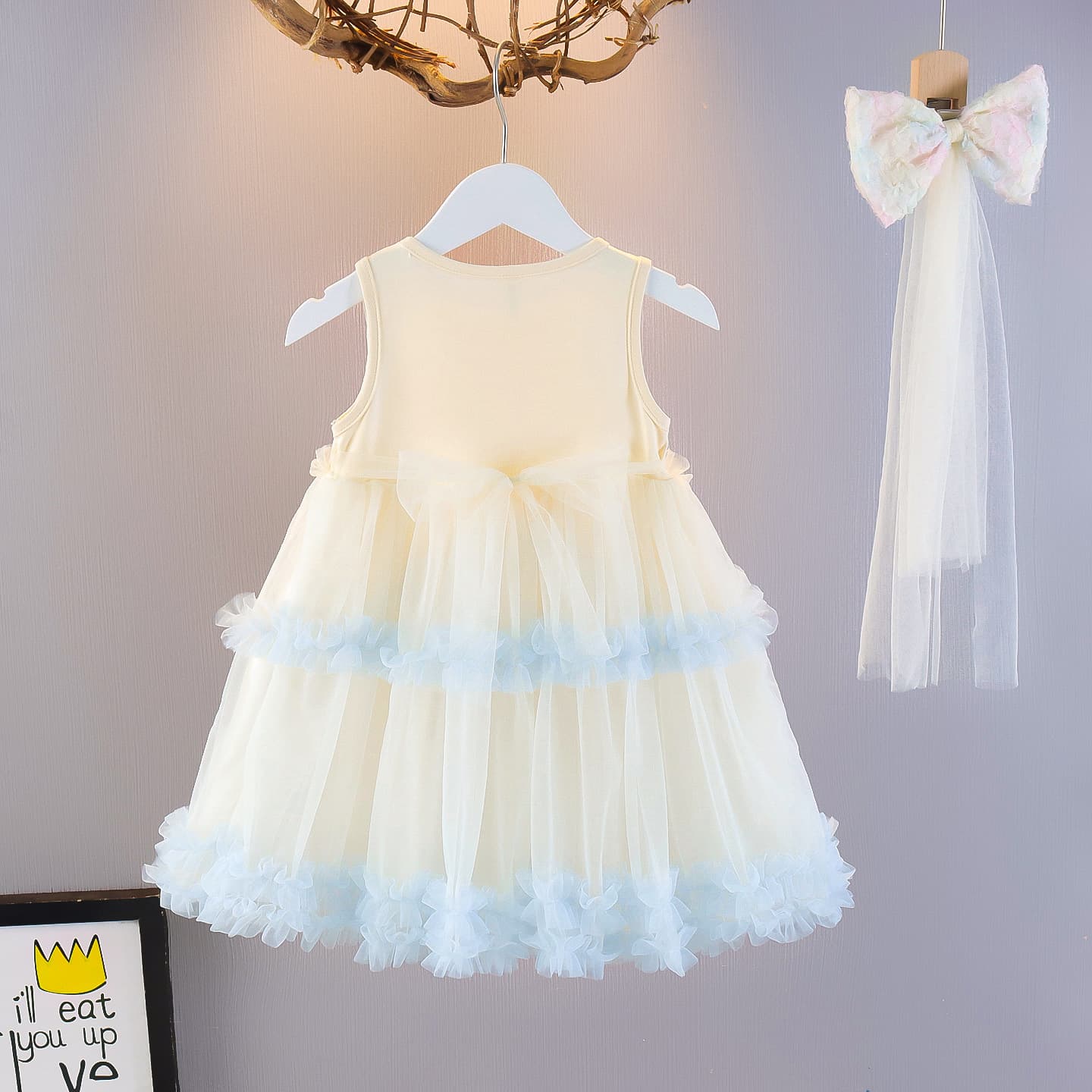 Girls Summer 2026 New Mesh Princess Dress Children Puffy Dress Fashionable Vest Dress Baby Sweet Dress