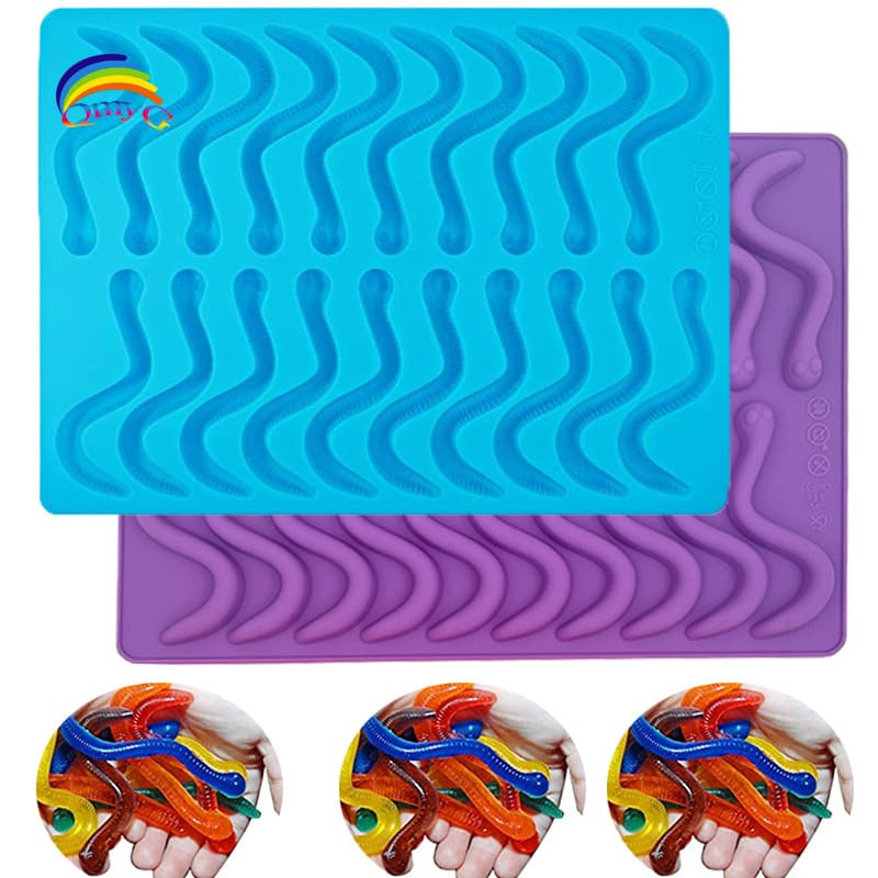Silicone Mold Ice Cube Tray Worm Candy Mold Food Grade Silicone Chocolate Gummy Candy Mold Wholesale