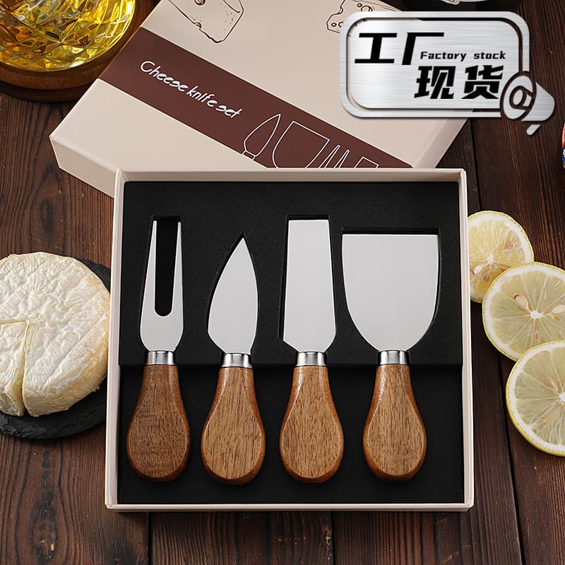 Modern Minimalist Chef's Knife Set Stainless Steel Butter Cheese Knife with Sandalwood Handle Factory Direct Sale for Amazon
