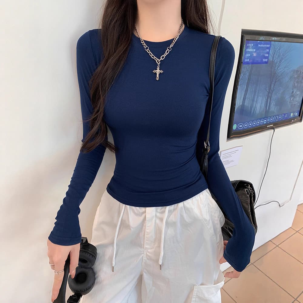 2025 New Sexy Slim Fit Cropped Long Sleeve T-Shirt for Women, Figure-Hugging Long Sleeve Top