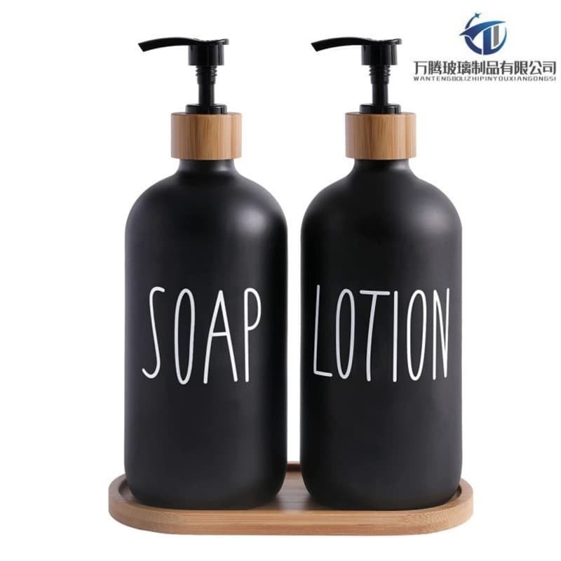 Cross-border 500ml Glass Soap Dispenser Shampoo Body Wash Dispenser Hand Sanitizer Bottle Black White Boston