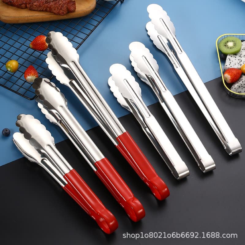 Stainless Steel Food Tongs Multi-Function Kitchen Restaurant Bread Meat Steak BBQ Clamp Home Use Heat Resistant Slip Proof
