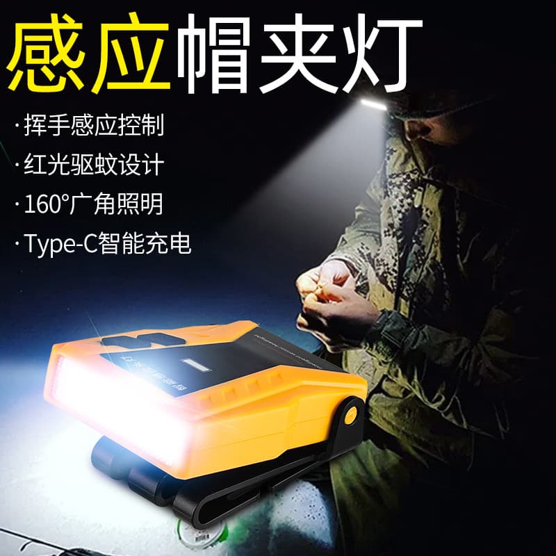 Yinnuo headlamp for fishing special charging head-mounted ultra-bright mini ultra-light strong light small night fishing induction clip cap lamp