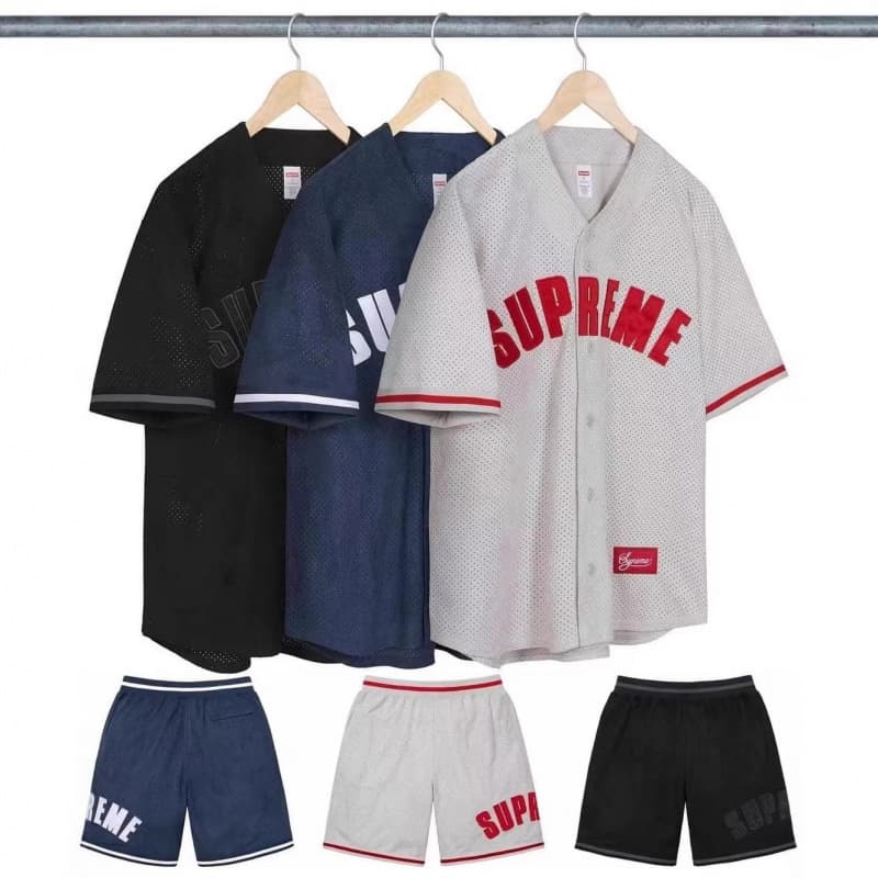 High version Sup quick-drying mesh sports and casual jersey ULTRASUEDE MESH BASEBALL JERSEY