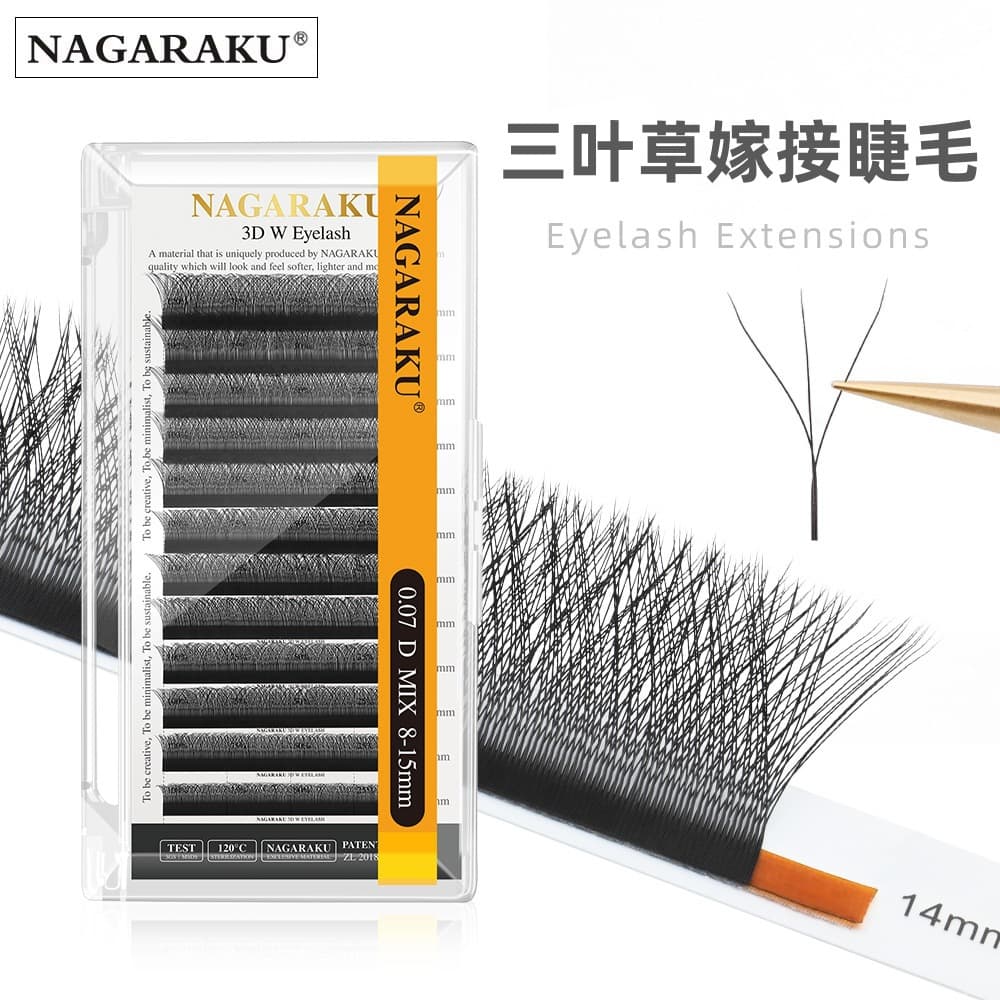 NAGARAKU Clover grafting eyelashes 0.07 Barbie curl mixed soft natural thick 3D flowering eyelashes