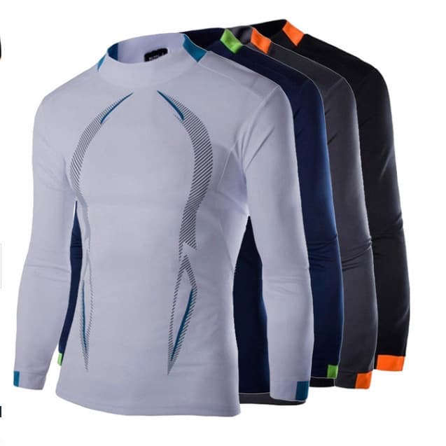 Summer Men's Fitness Training Breathable Short Sleeve European Fit Quick-Dry Long Sleeve T-Shirt