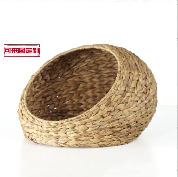 Creative Woven Rattan Cat and Dog Bed, Cat House with Removable Washable Warm Pad, Pet Supplies