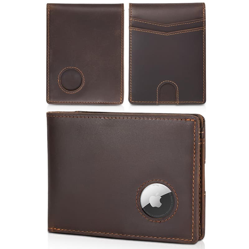Cross-border retro style wallet RFID anti-theft brush function crazy horse leather wallet men's 30% off multi-card slot men's wallet