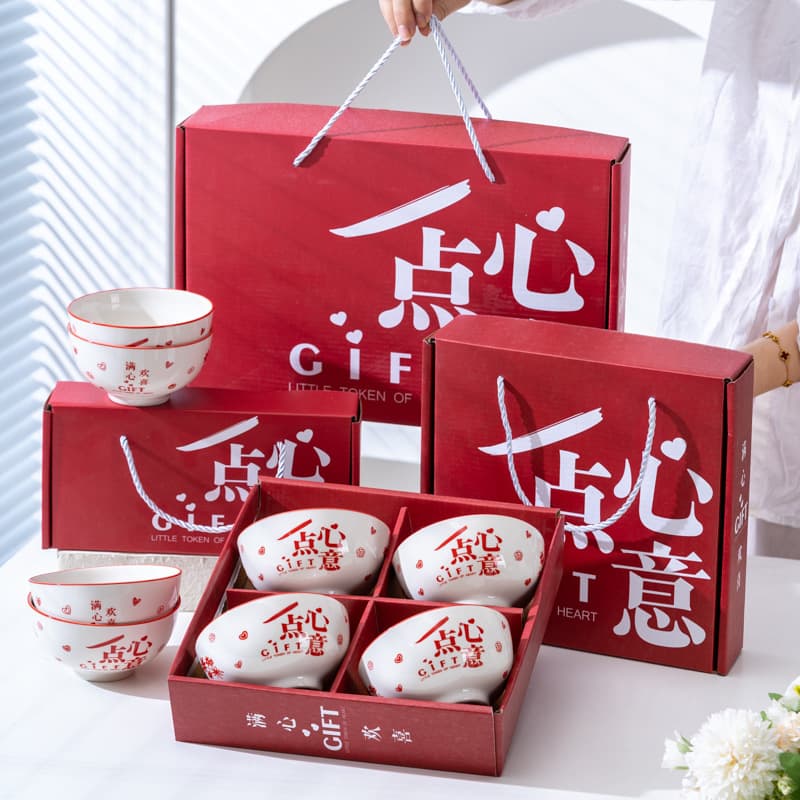Creative Gift Bowl and Dish Set with Chopsticks, Small Gifts for Giveaways, Opening Events, Exhibitions, and Souvenirs