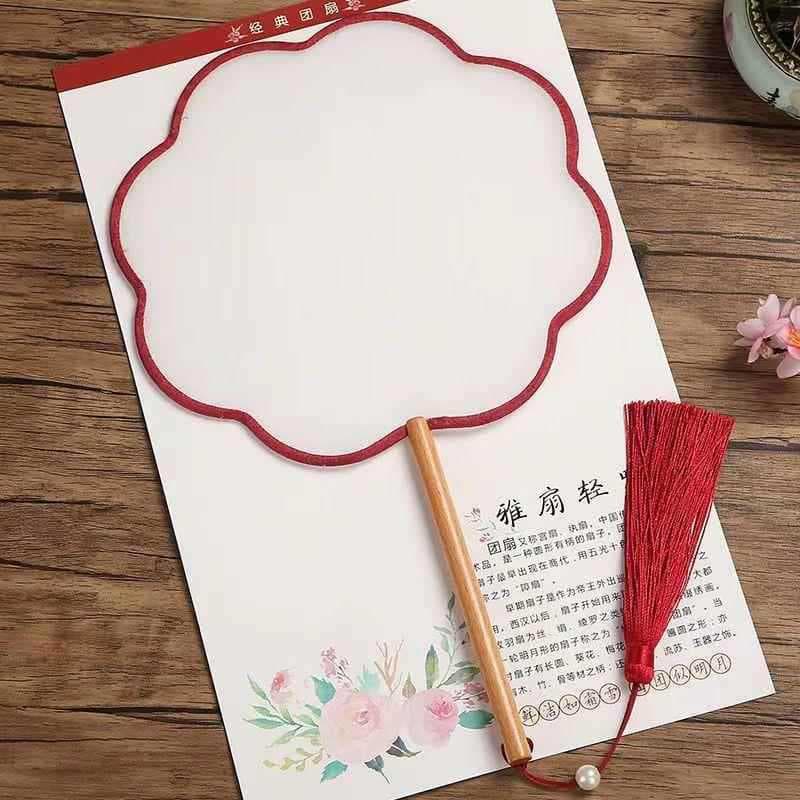 Silk Blank Round Fan, Ripe Silk Fan for Meticulous Painting, Traditional Chinese Painting, Watercolor, DIY Embroidery, Vintage-Style Circular Fan Surface