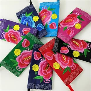 2026 New Yunnan Ethnic Style Embroidered Soft Wallet Women's Embroidery Phone Coin Purse Handheld Handbag