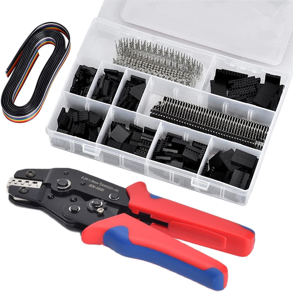 SN-58B Dupont Terminal Crimping Pliers Set, Electrician Manual Tool, Effortless Ratchet Terminal Crimper