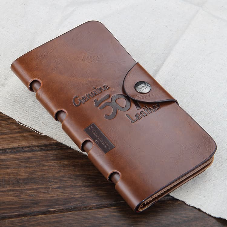 Baellerry Retro Men's Wallet - Multi-Slot Card Holder, Leather, Long Wallet, Cross-Border Exclusive Wholesale