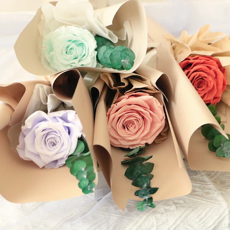 520 Valentine's Day Preserved Flower Single Rose 7-Piece Bouquet Real Flowers Wedding Favor