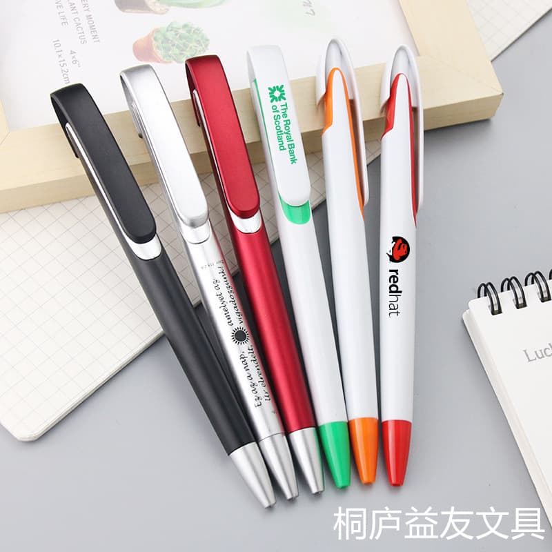 Printed Logo Advertising Pen Retractable Plastic Ballpoint Pen Foreign Trade Atomic Pen Office Signing Pen Promotional Gift Pen