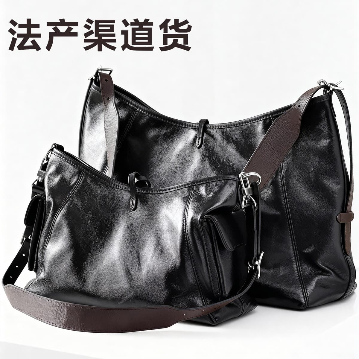 Original channel goods carryall medium size jump code chip oil wax sheepskin black warrior small shopping bag crossbody bag