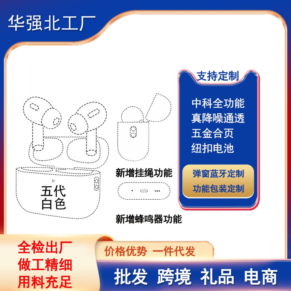 Huaqiangbei 5th Gen Air Pro2 Zhongke 8922 ANC Noise Cancelling Transparency Pods Compatible with Apple Bluetooth Earphones
