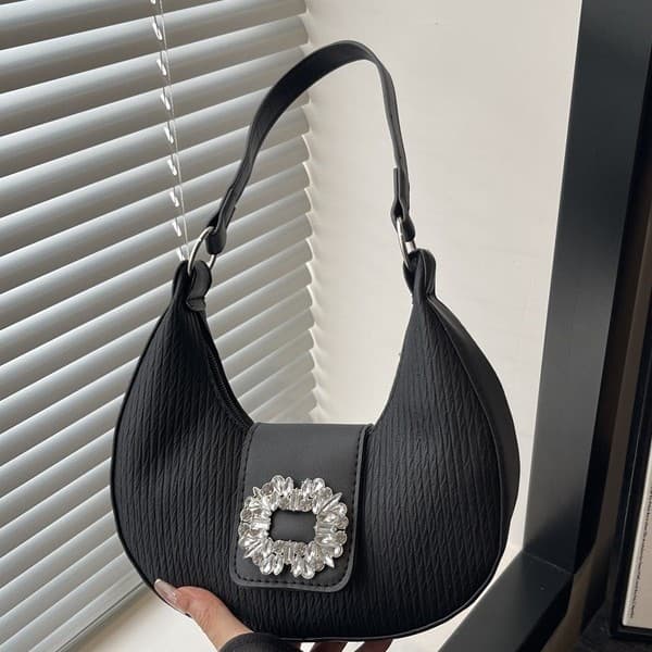 Patent Leather Underarm Bag Women's Trendy Bucket Bag 2025 New Niche Design High-End Shoulder Mini Square Bag