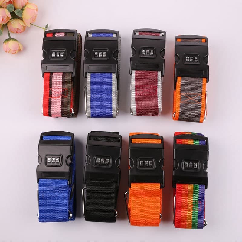 Cross luggage strap with travel combination lock for suitcase bundling and securing