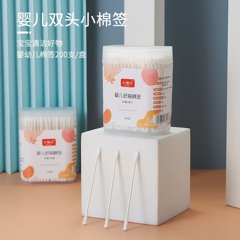 Little Hanzi Cotton Swabs, Baby-specific Makeup Swabs with Fine Paper Stems, Small Cotton Swabs