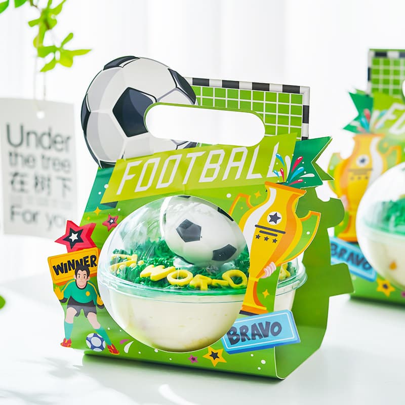 World Cup Soccer Mousse Ball Cake Box Transparent Round Spherical Dessert Candy Gift Box Baking Packaging Box
