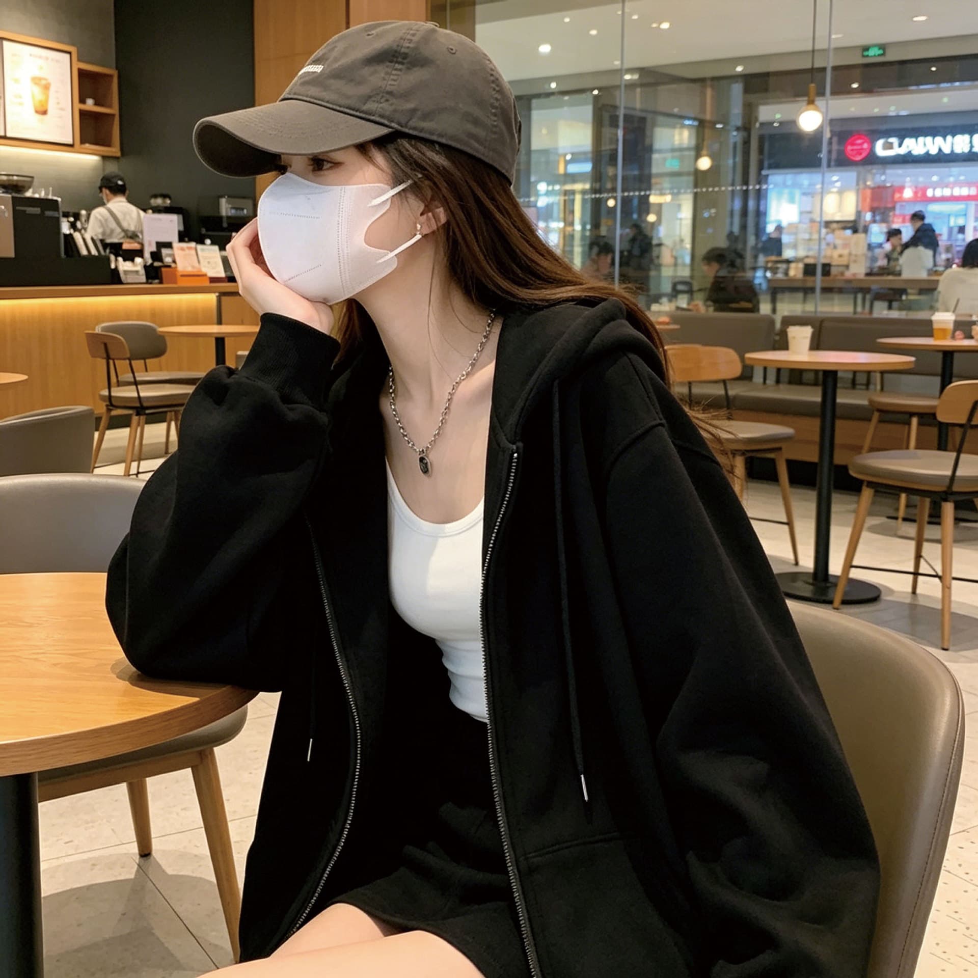 Korean-style trendy cardigan hoodie for women, 2025 new autumn Korean lazy style hooded top, youthful jacket