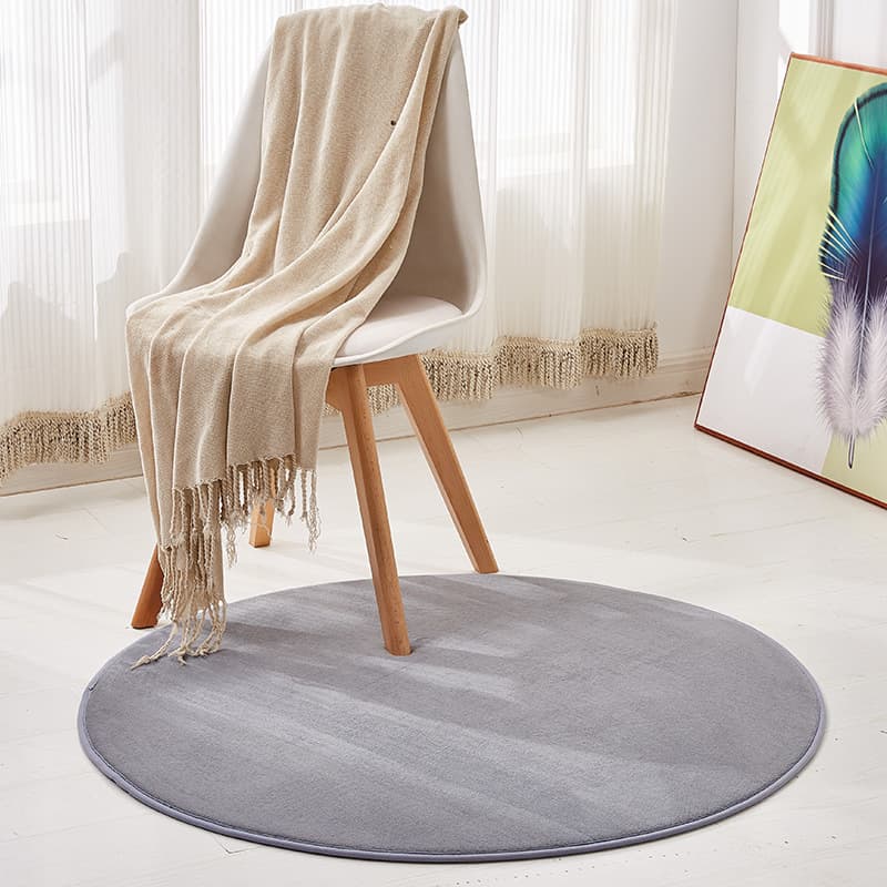 Short-Pile Coral Fleece round Carpet Living Room Bedroom Chair Mat Computer Chair Pad Hammock round Pad Floor Mat Polyester Fiber
