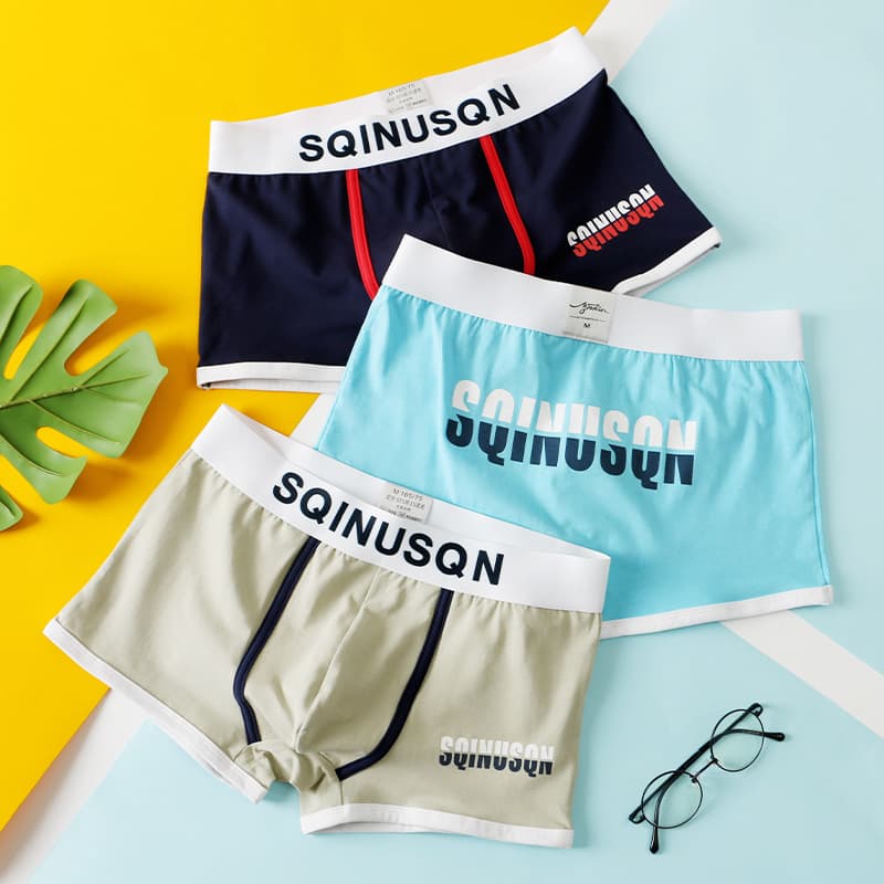 Personalized Cotton Men's Boxer Briefs Korean Style Cute Youth Close-Fitting Four-Corner Underpants