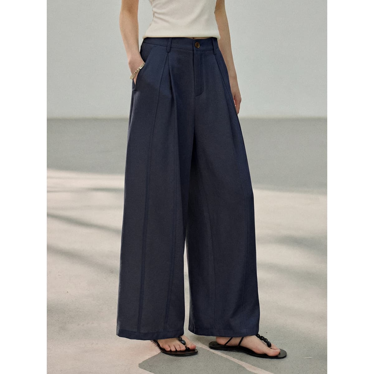 [Geming] Korean high-waisted wide-leg straight pants Guangzhou Thirteen Lines 2026 summer new casual pants SG144