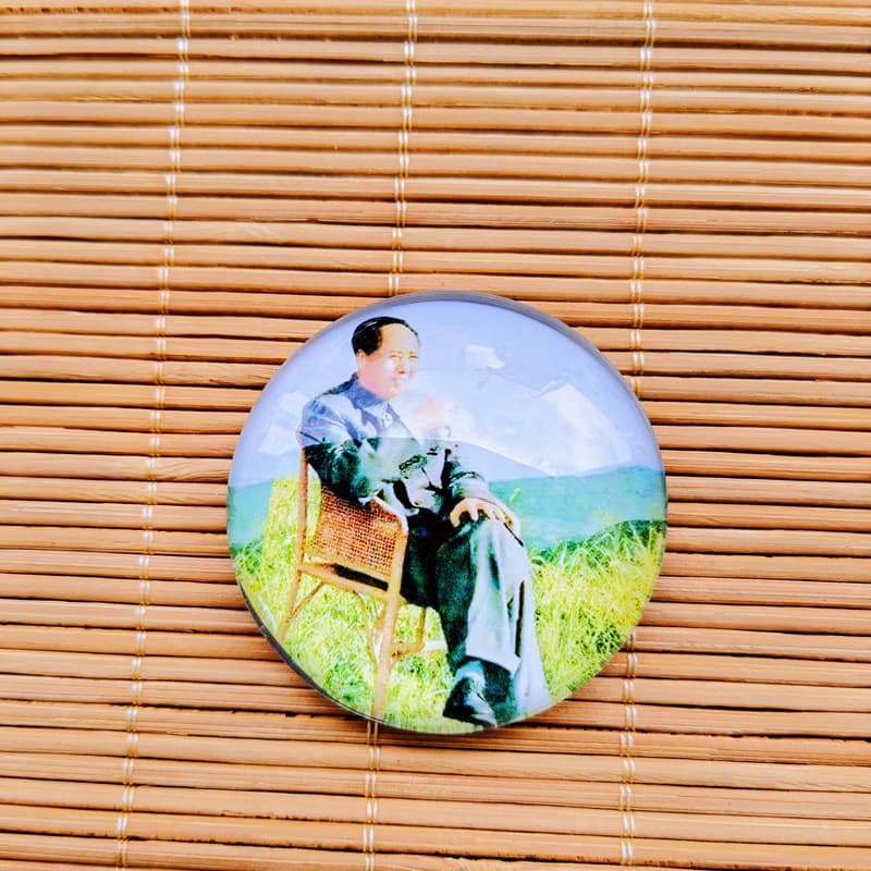 Factory Wholesale Chairman Mao Glass Printed Commemorative Fridge Magnet Badge Red Tourism Craft Gift Bulk Drop Shipping