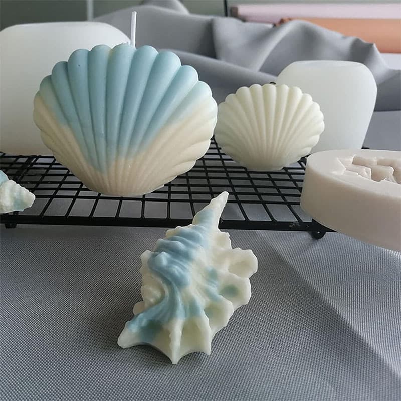 Caifu ocean striped scallop silicone mold DIY large and small shell conch scented candle ornament soap mold