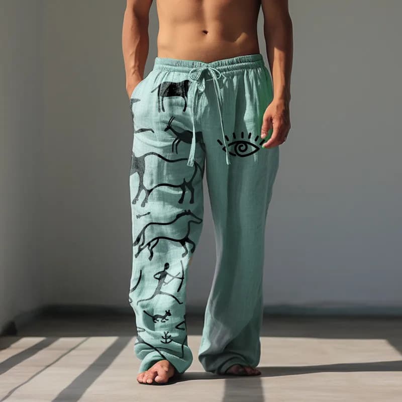 New Spring Casual Drawstring Retro 3D Digital Print Men's Beach Pants for Cross-Border Independent Stores