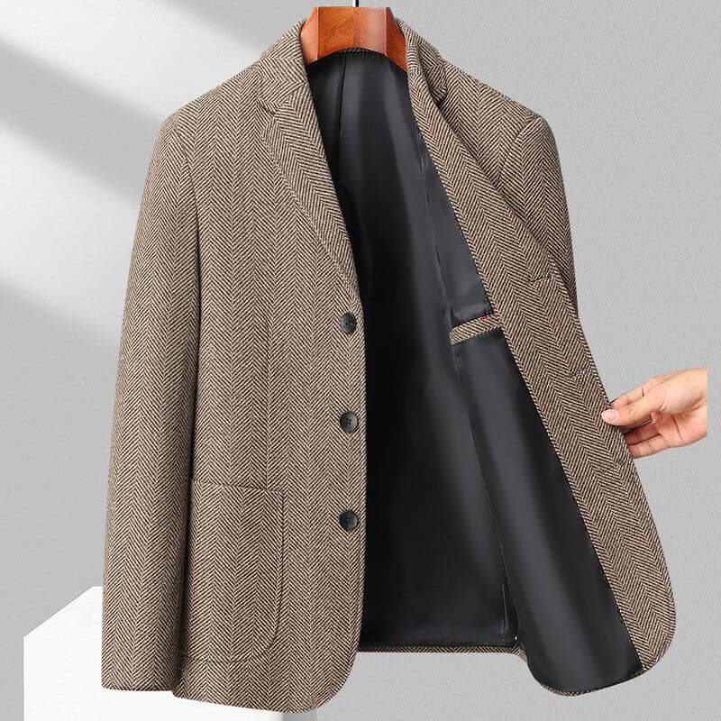 Cross-Border Supply 2024 Spring/Autumn New Style Wool Suit (Can be Main Promotion, Bulk Stock Available) Light Gray Khaki Dark