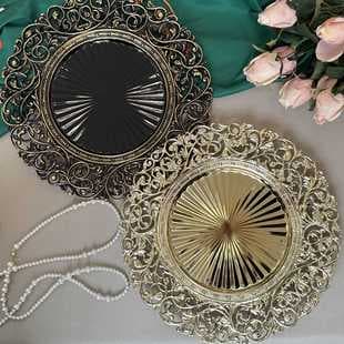 Cross-border Charger Plates European Vintage Tray Western Restaurant Gold Hotel Wedding Decorative Plate