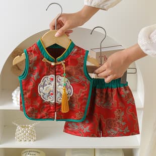 Baby Summer New Chinese Tang Suit 0-2 Years Old Scorpion Tiger National Style Baby Clothes Dragon Boat Festival One Year Old Children's Set
