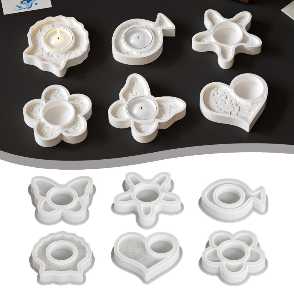 Shell, fish, starfish, love, flower, butterfly candle holder, various molds, DIY candle holder base ornaments, silicone mold