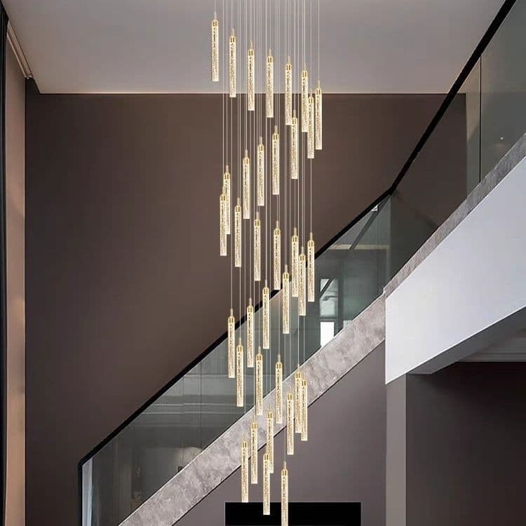 Light Luxury Crystal Chandelier with a High-Ceiling Design for Minimalist Staircases, Apartments, Lofts, Duplexes, and Villa Staircases