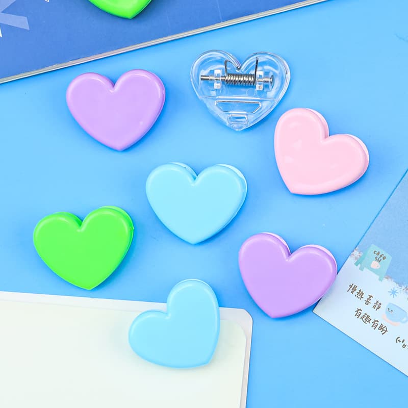 Candy Macaron Color Heart-shaped Clips, Minimalist Student Desk Document Organizer, High Aesthetic Decorative Clips