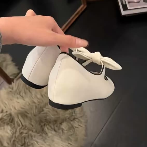 Inner heightening version ~ Genuine leather bow thick-soled Mary Jane shoes for women with thick heels, wedge heels, small leather shoes, high heels and scoop shoes