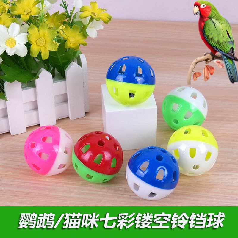 Wholesale Toy Balls for Export, Colorful Plastic Two-Tone Balls 3.8cm with Bell, Dog Toys, Parrot Supplies