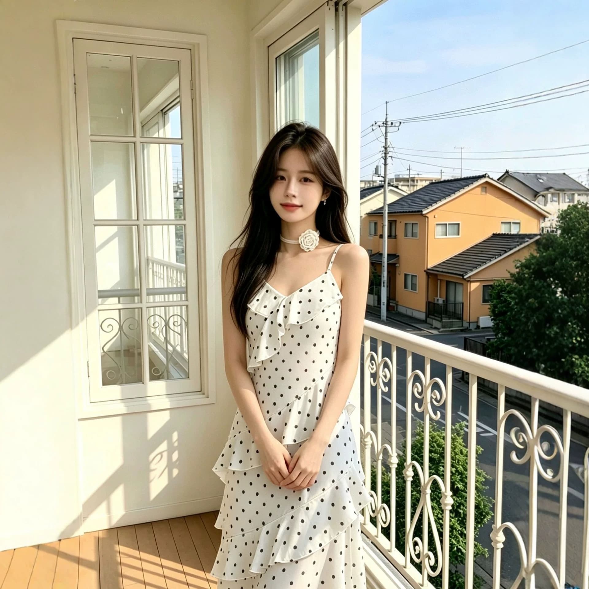 Pure Desire Polka Dot Camisole Dress for Women Summer New Waist-Slimming French Gorgeous Ruffle Long Dress