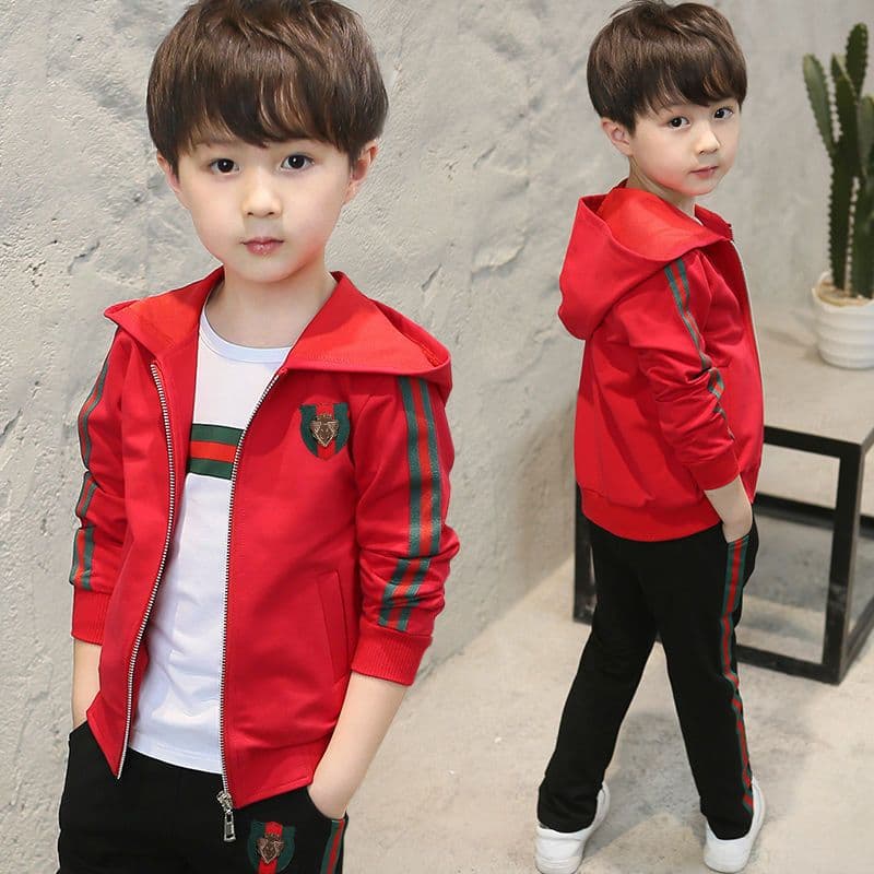 2022 New Children's Wear Korean Style Trendy Boys' Spring/Autumn Set, Kids' Clothes Stylish Handsome Children's Spring/Autumn Three-Piece Set