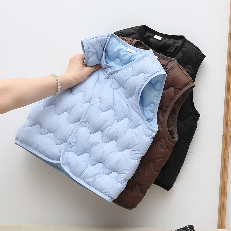 New Autumn/Winter Children's Vest for Toddlers and Kids, Fashionable Cotton Padded Sleeveless Jacket, Thin Style for Inner or Outer Wear
