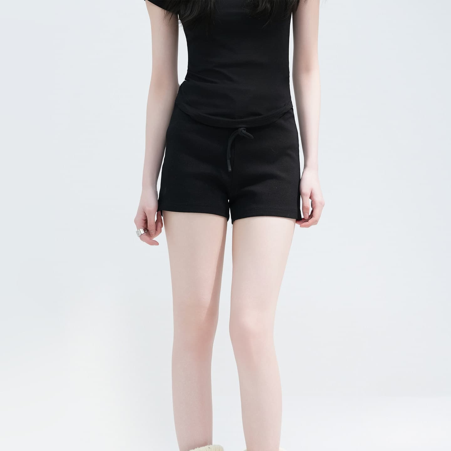 Black super shorts sports pants for women, summer casual American tight cycling hot pants, fitness anti-wrinkle shorts