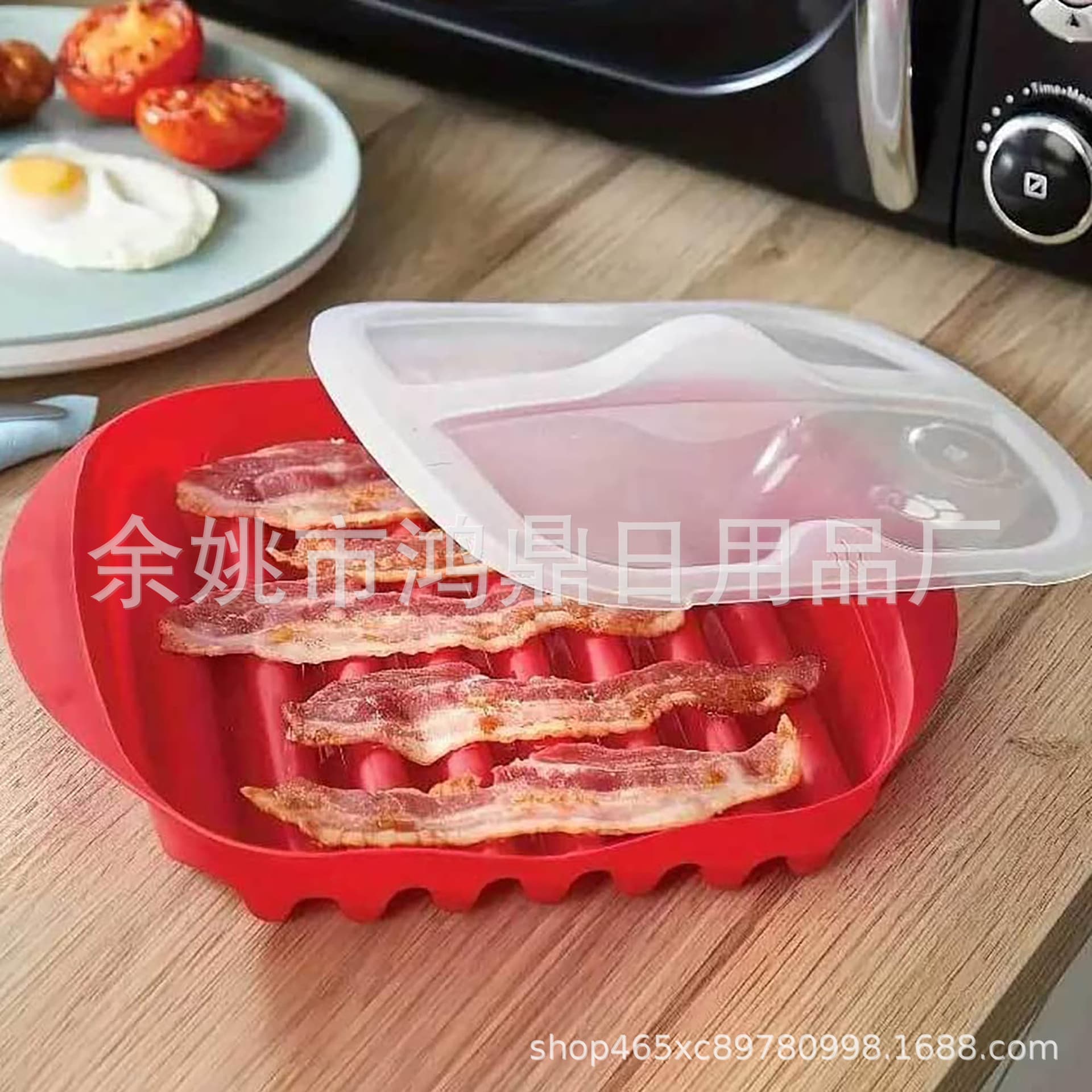 Amazon Hot Selling Bacon Baking Tray Microwave Barbecue Tray Microwave Bacon Tray Microwave Bacon Box
