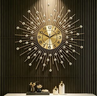 European Luxury Clock Living Room Premium Iron Decorative Clock Wall Hanging No-Drill Creative Clock Cross-Border Bestseller