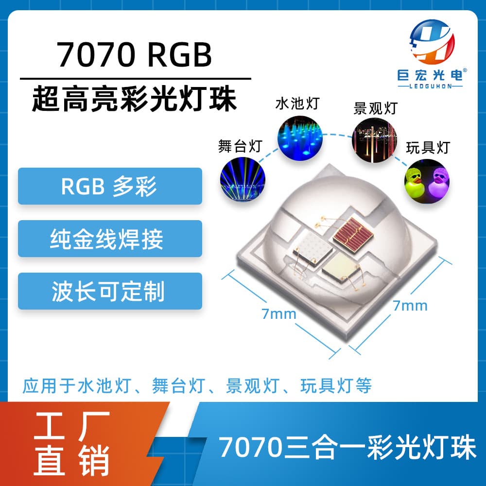 7070 colorful LED bead high-brightness stage lamp/landscape lamp high-power RGB/RGBW triple/quadruple light source