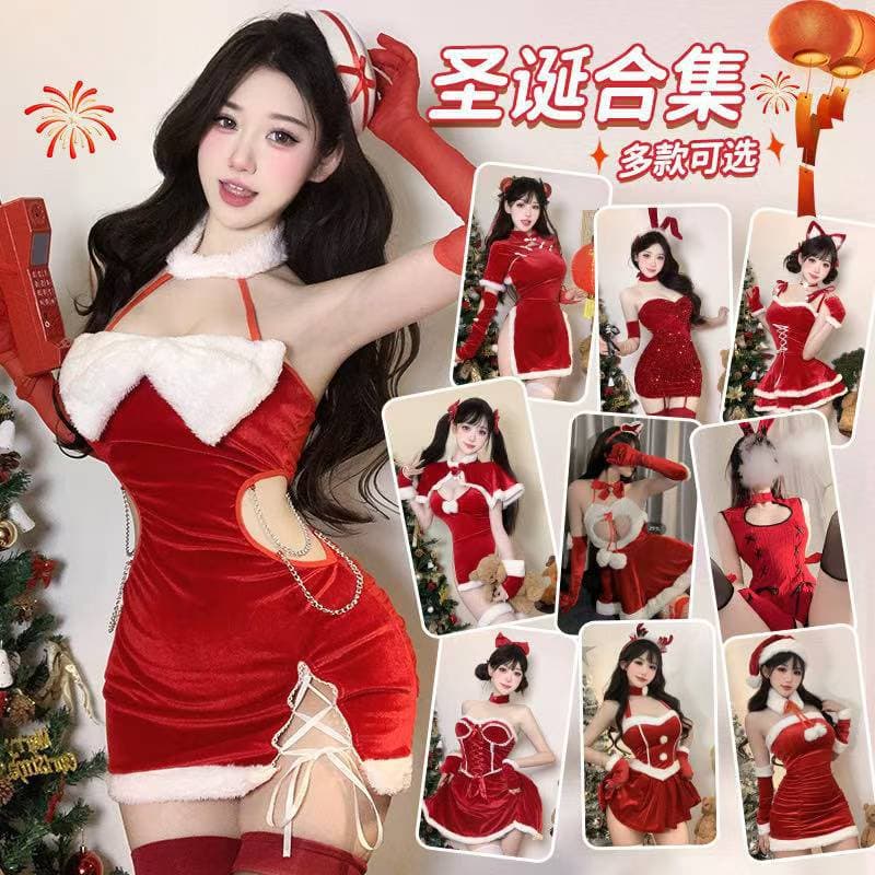 Qiaoduo New Year Christmas Battle Attire Collection Women's Party Outfit Sexy Christmas Cosplay Bunny Girl Dress Set